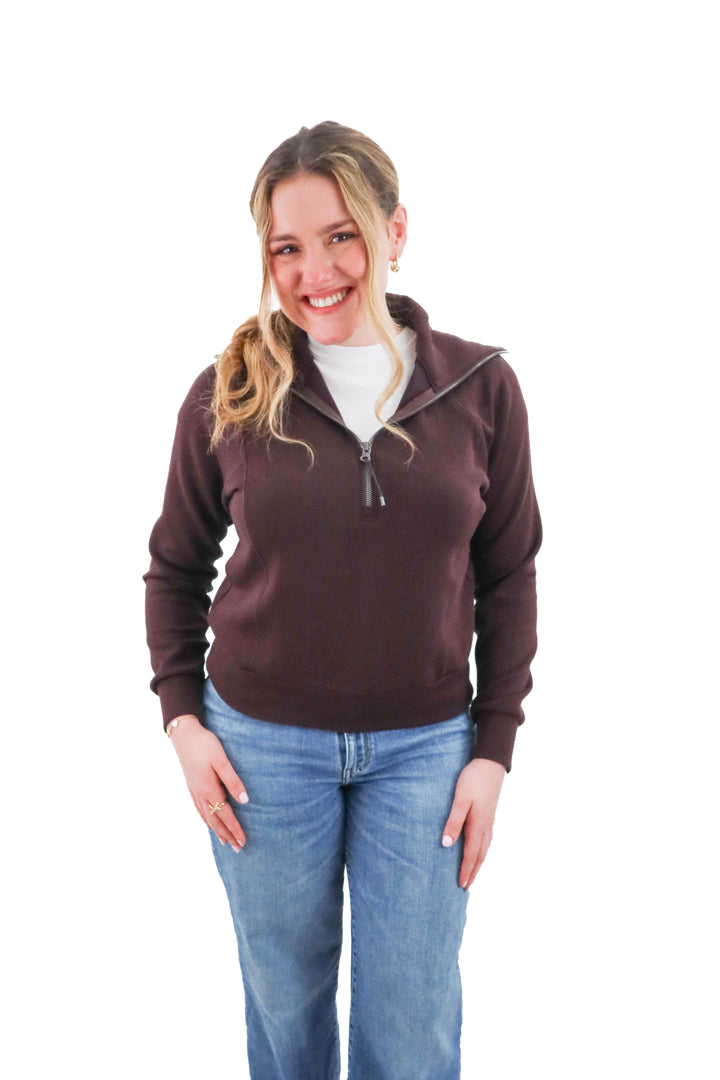 spanx brown pullover (s); retail $128