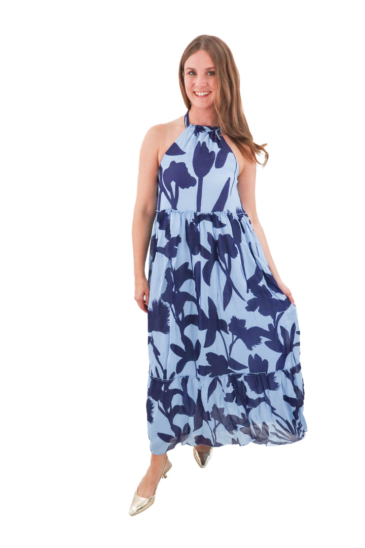 eywasouls blue patterned dress (s)