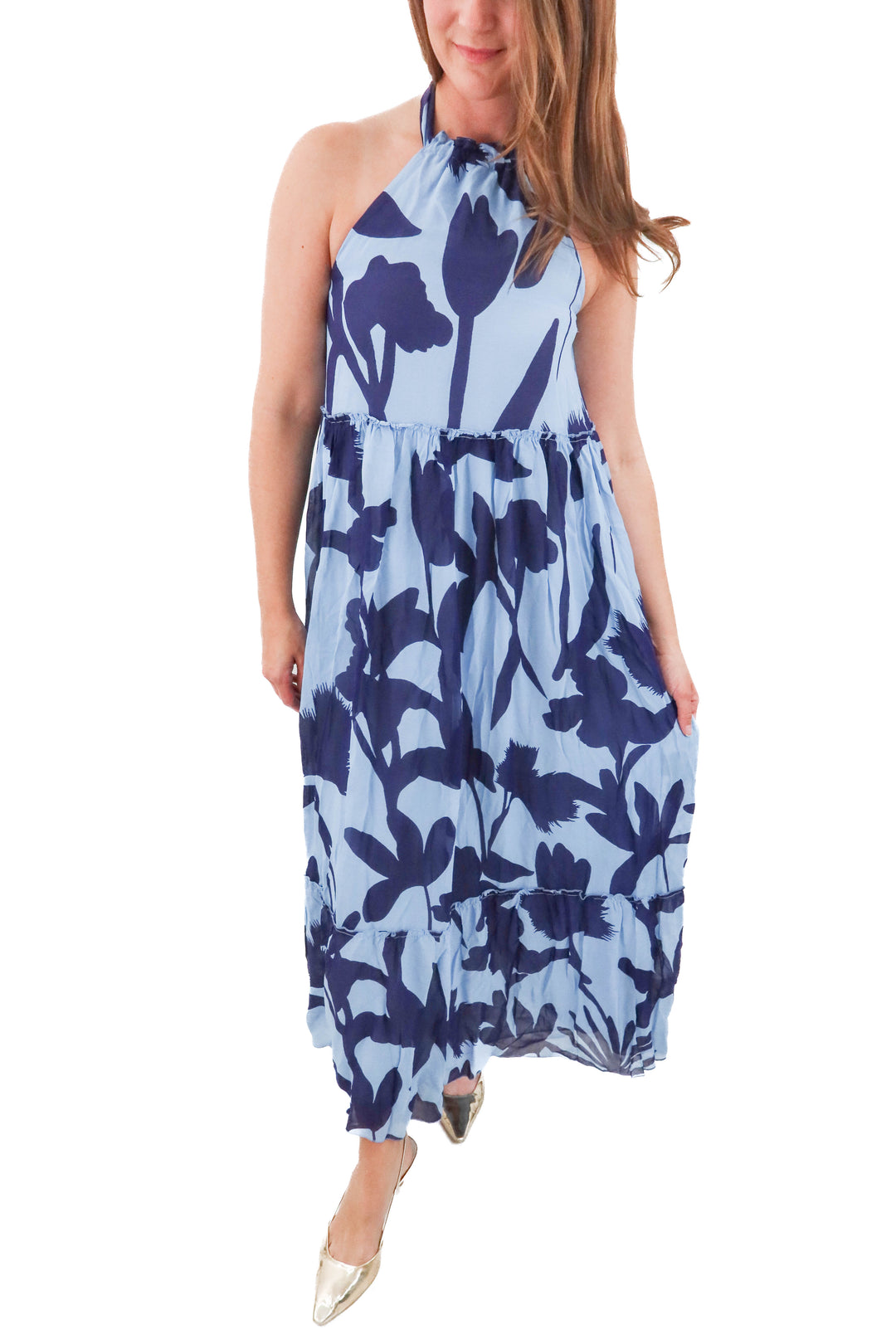 eywasouls blue patterned dress (s)