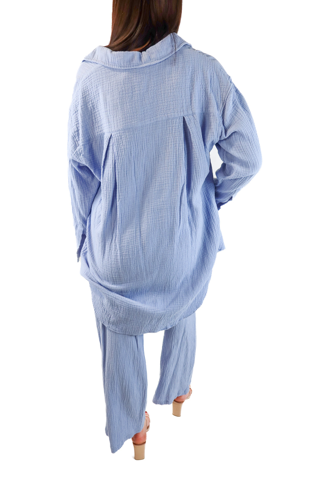 Sundays Blue Cotton Gauze Set (M; retails for $362)