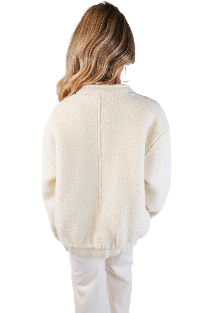 Abercrombie Cream Teddy Letterman Style Jacket (M)