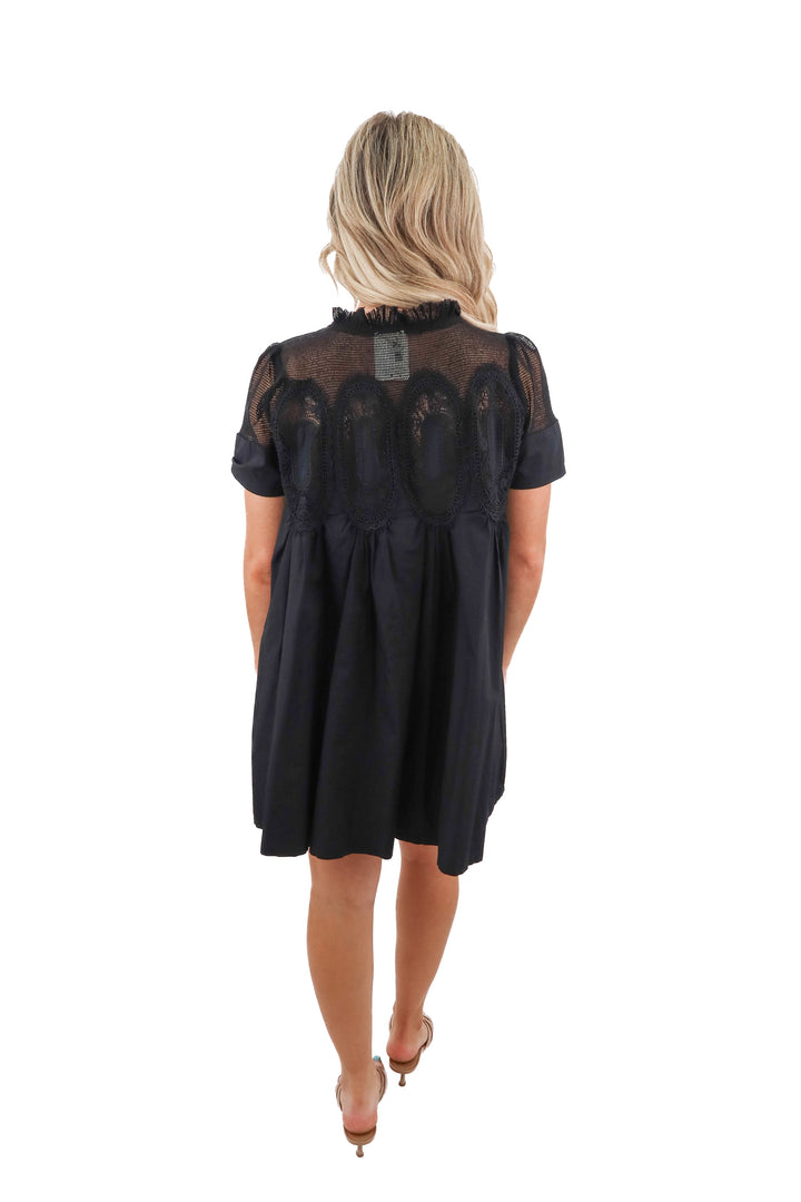 en elly black lace babydoll dress (s; retail $145)