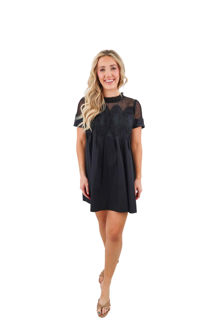 en elly black lace babydoll dress (s; retail $145)