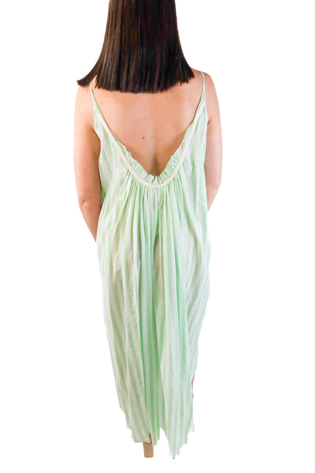 aish green and white striped dress (O/S)
