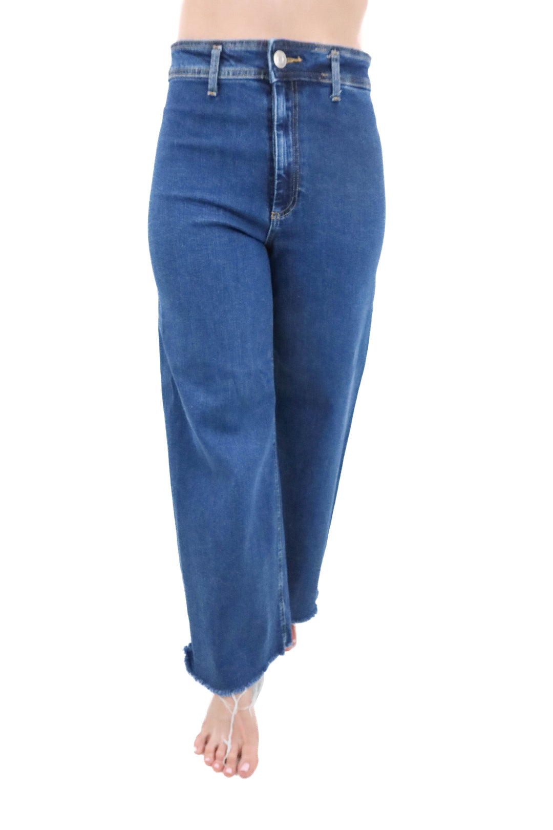 zara medium wash flare jeans (8)