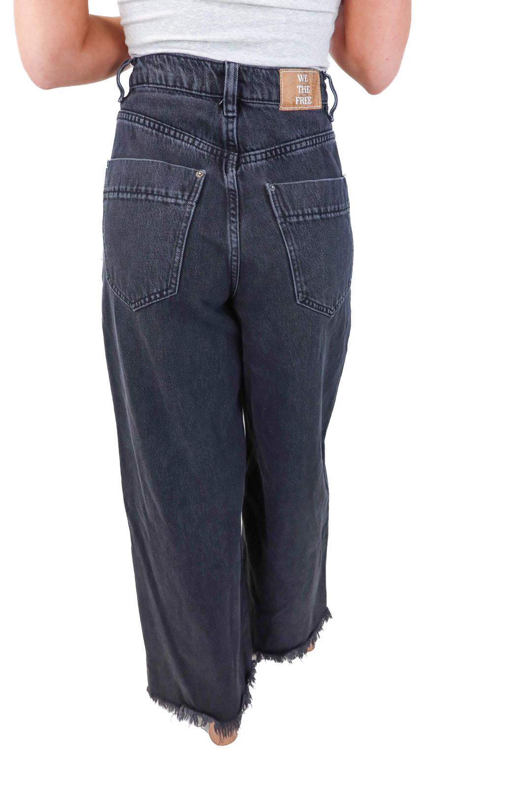 we the free black raw hem jeans (26; retail $98)