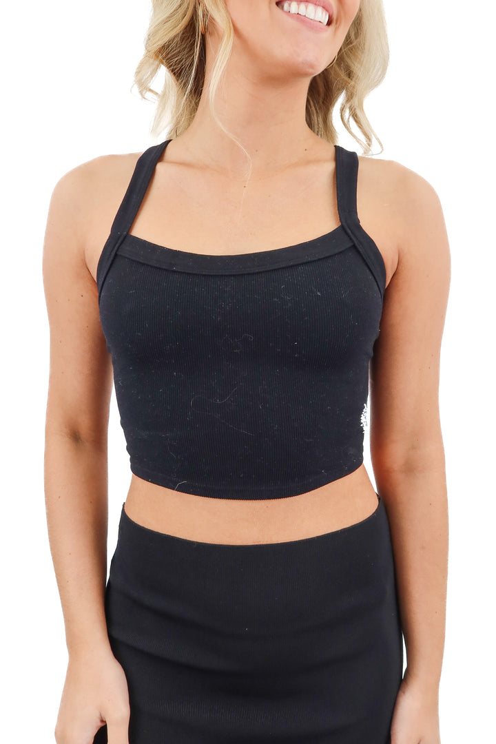 fp movement black ribbed top (XS; retail $40)