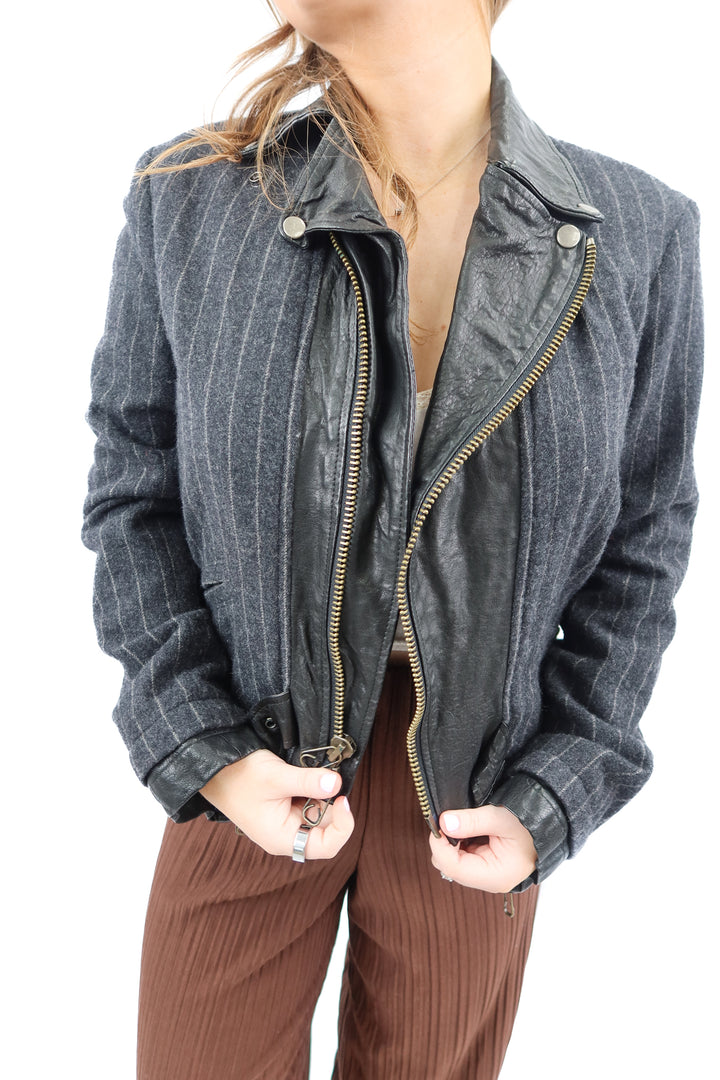 greg lauren leather/wool jacket (2; retail $2,100)