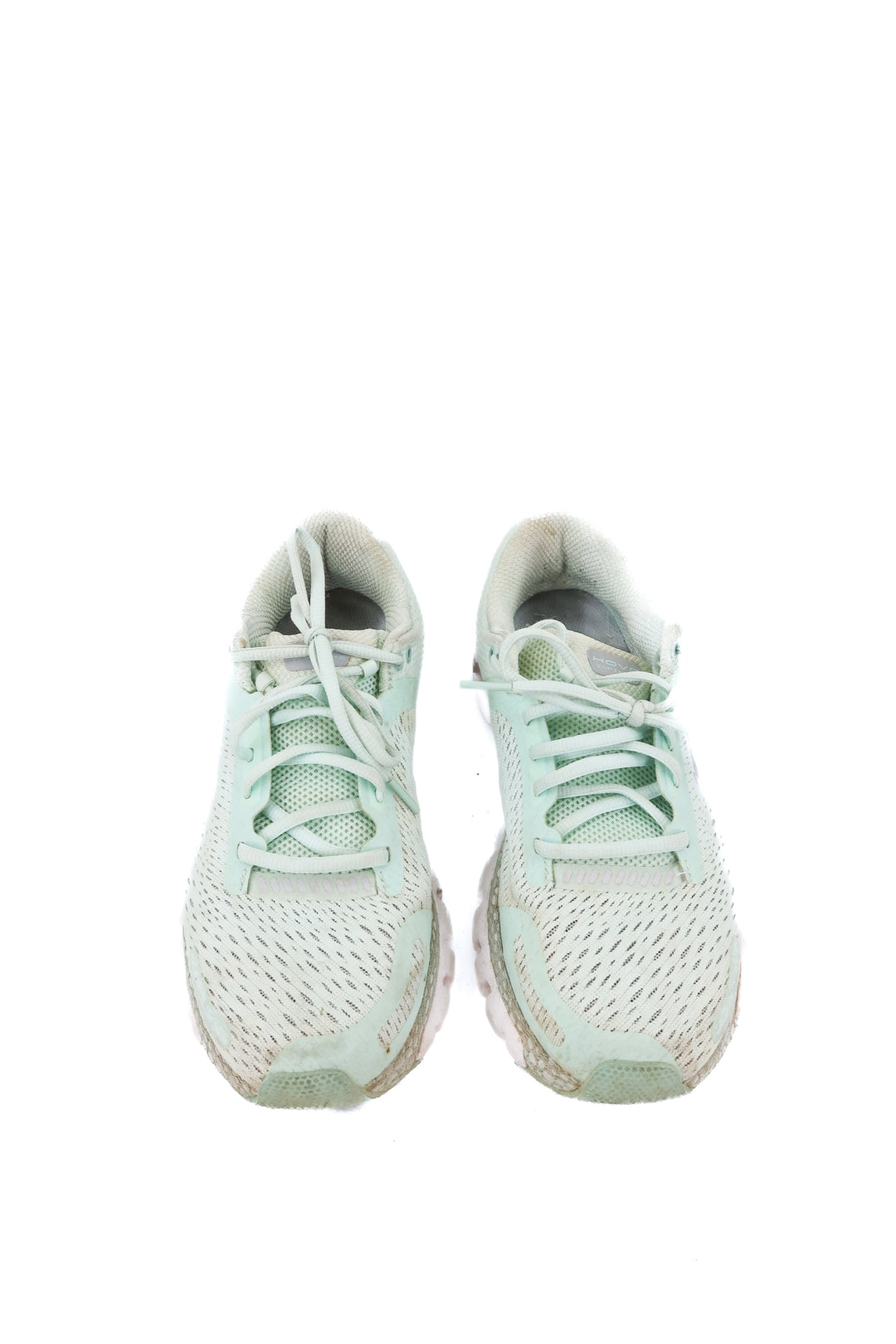 under armour mint green knit running shoes (9; retail $119)
