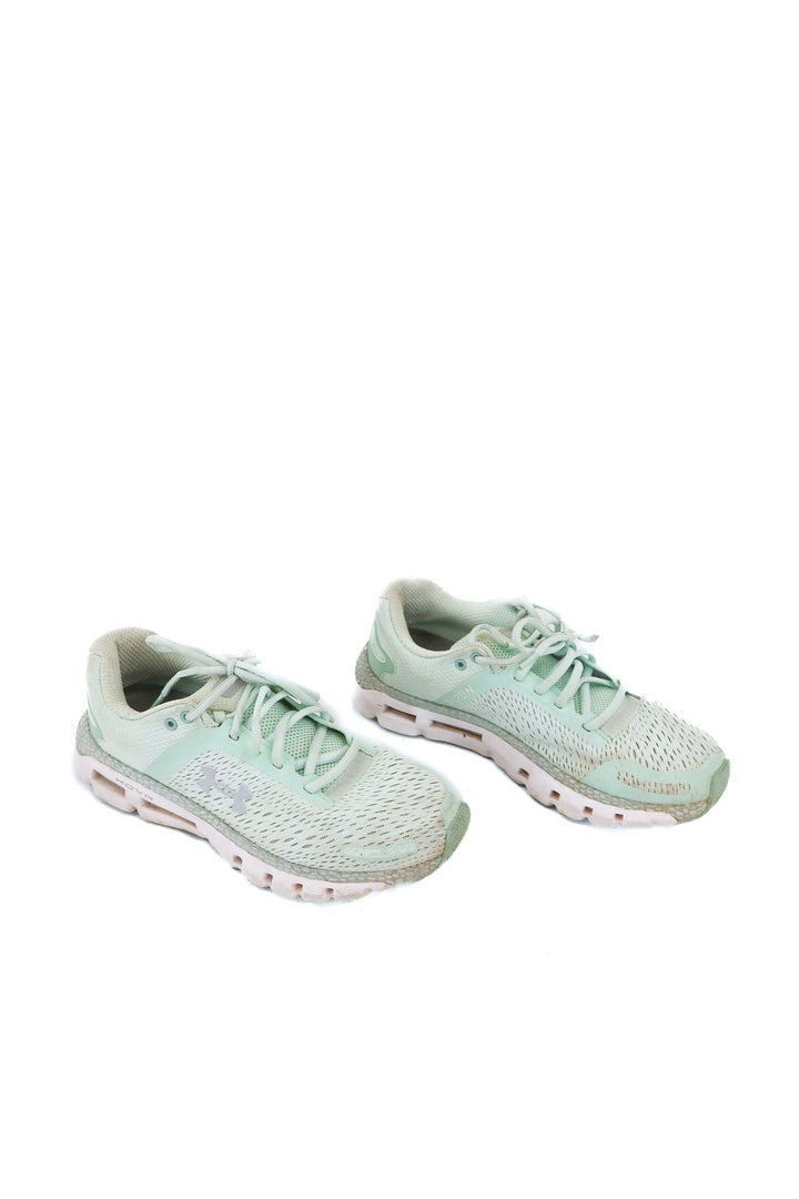 under armour mint green knit running shoes (9; retail $119)