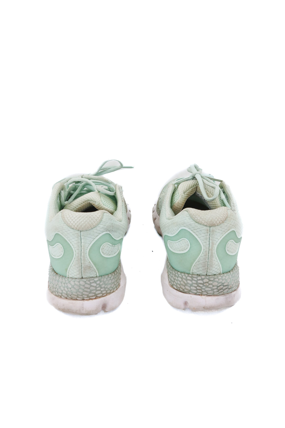 under armour mint green knit running shoes (9; retail $119)