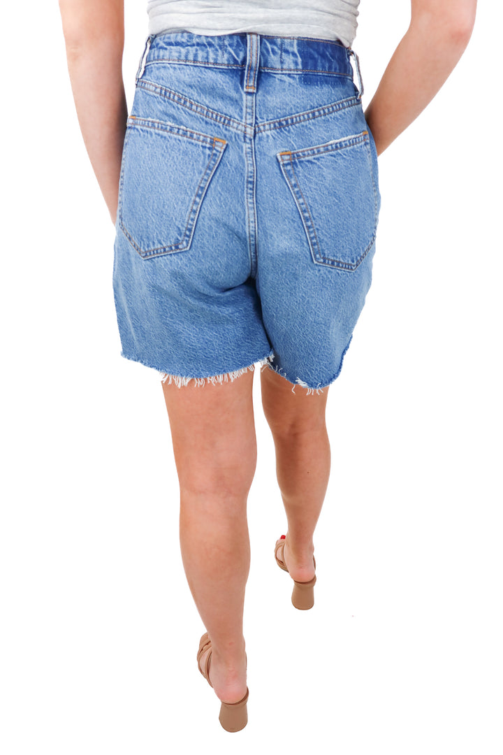 abercrombie & fitch medium wash long shorts (25; retail $70)