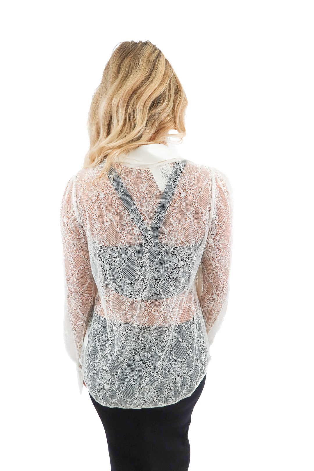 Paige cream lace long sleeve blouse (S)