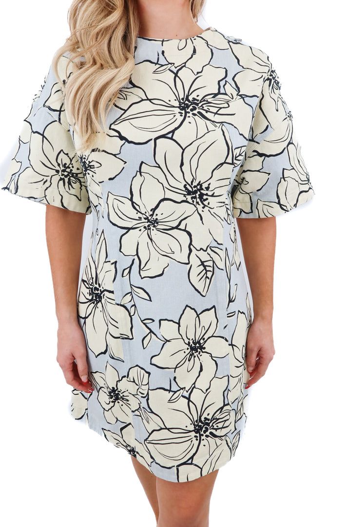 dhruv kapoor denim floral dress (m; retail $168)