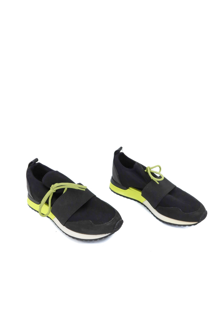 aldo black/neon neoprene cut out sneakers (8; retail $99)
