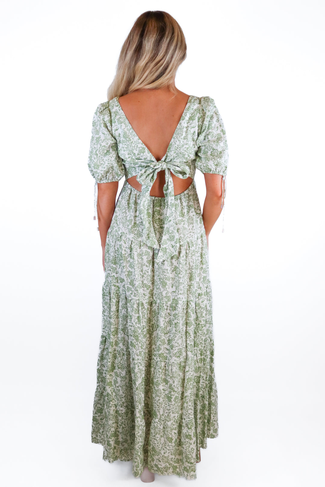 Kivari green/white floral midi dress (4; retail $369)