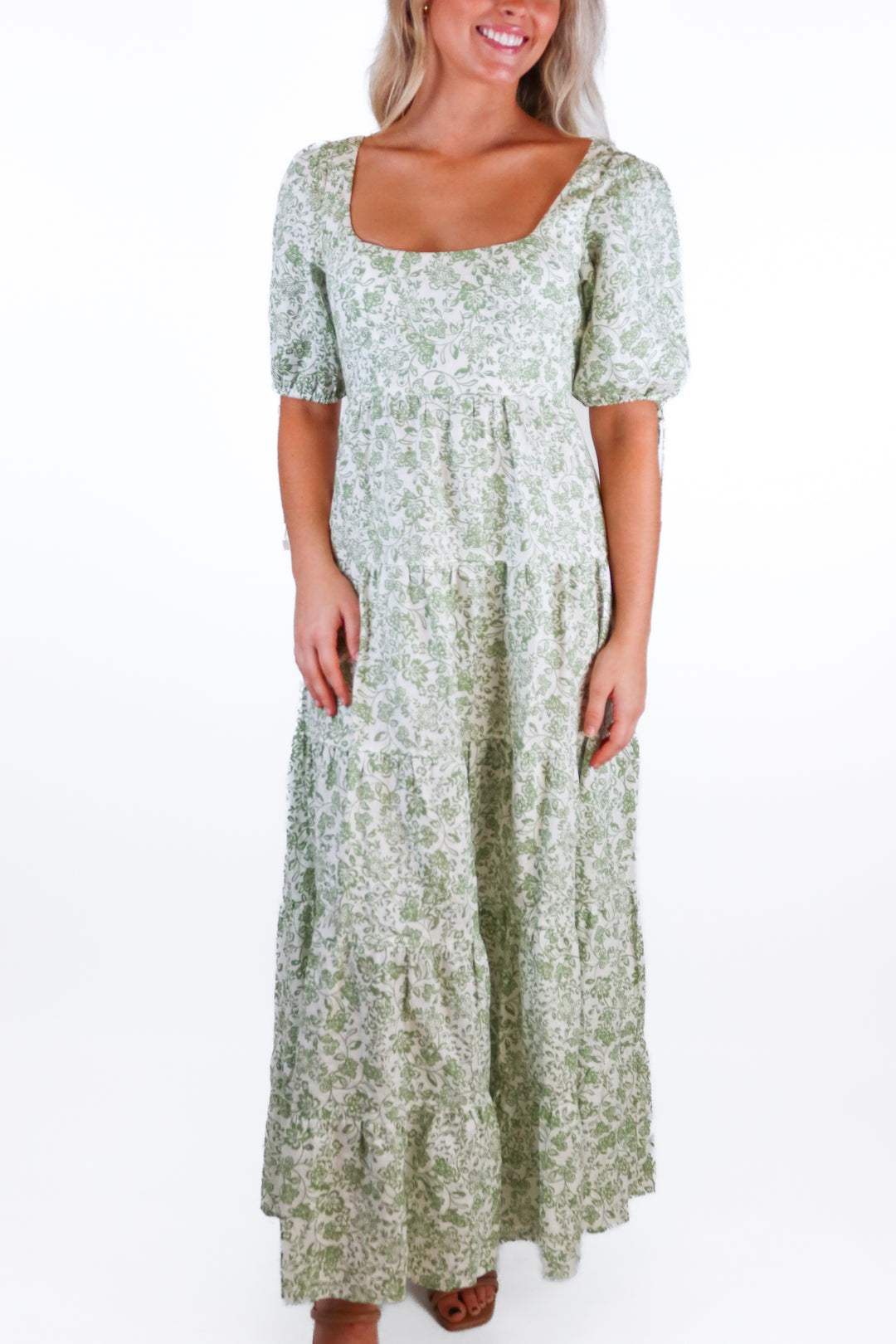 Kivari green/white floral midi dress (4; retail $369)