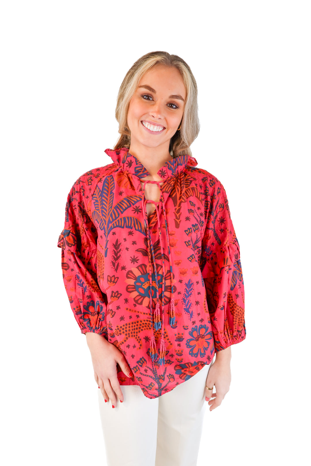 Farm Rio Cheetah Print Blouse (M; retail $170)