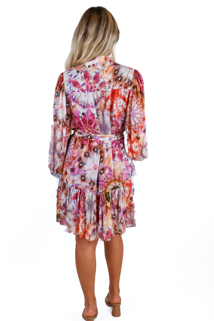 alexie printed long sleeve dress (s; retail $250)