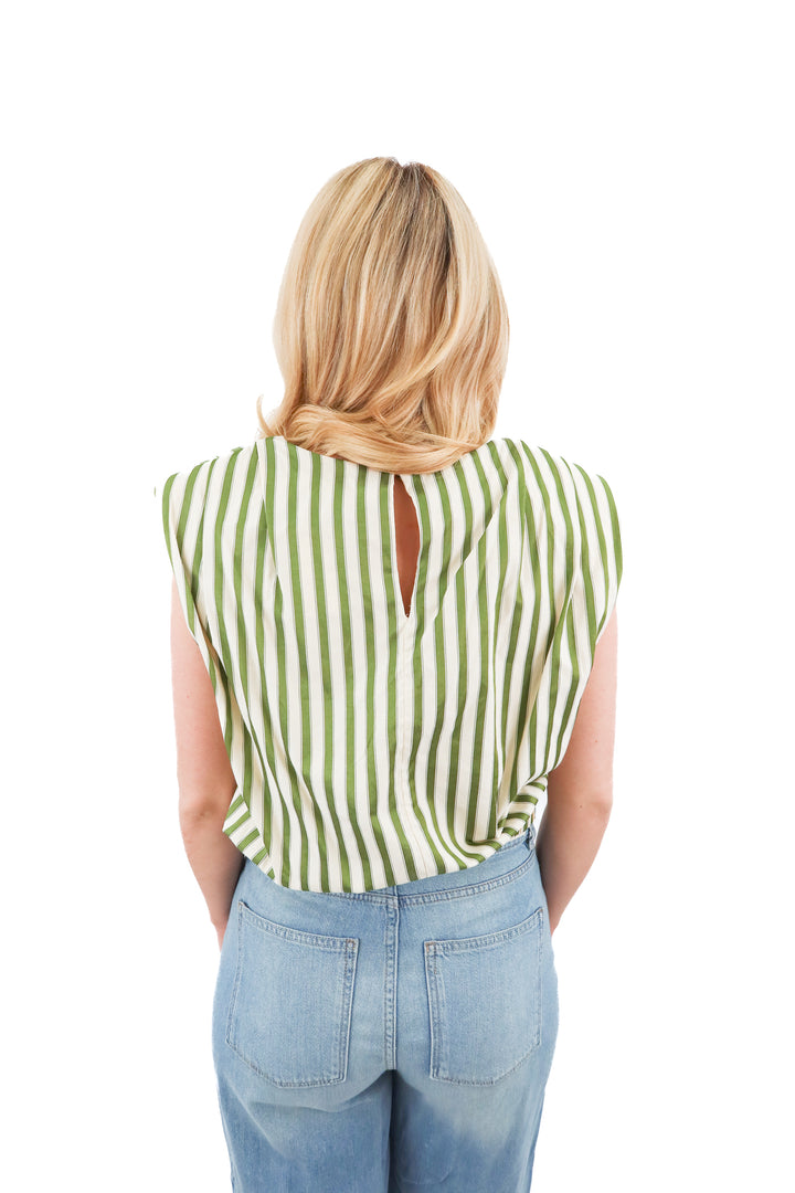 fab'rik green striped top (L)