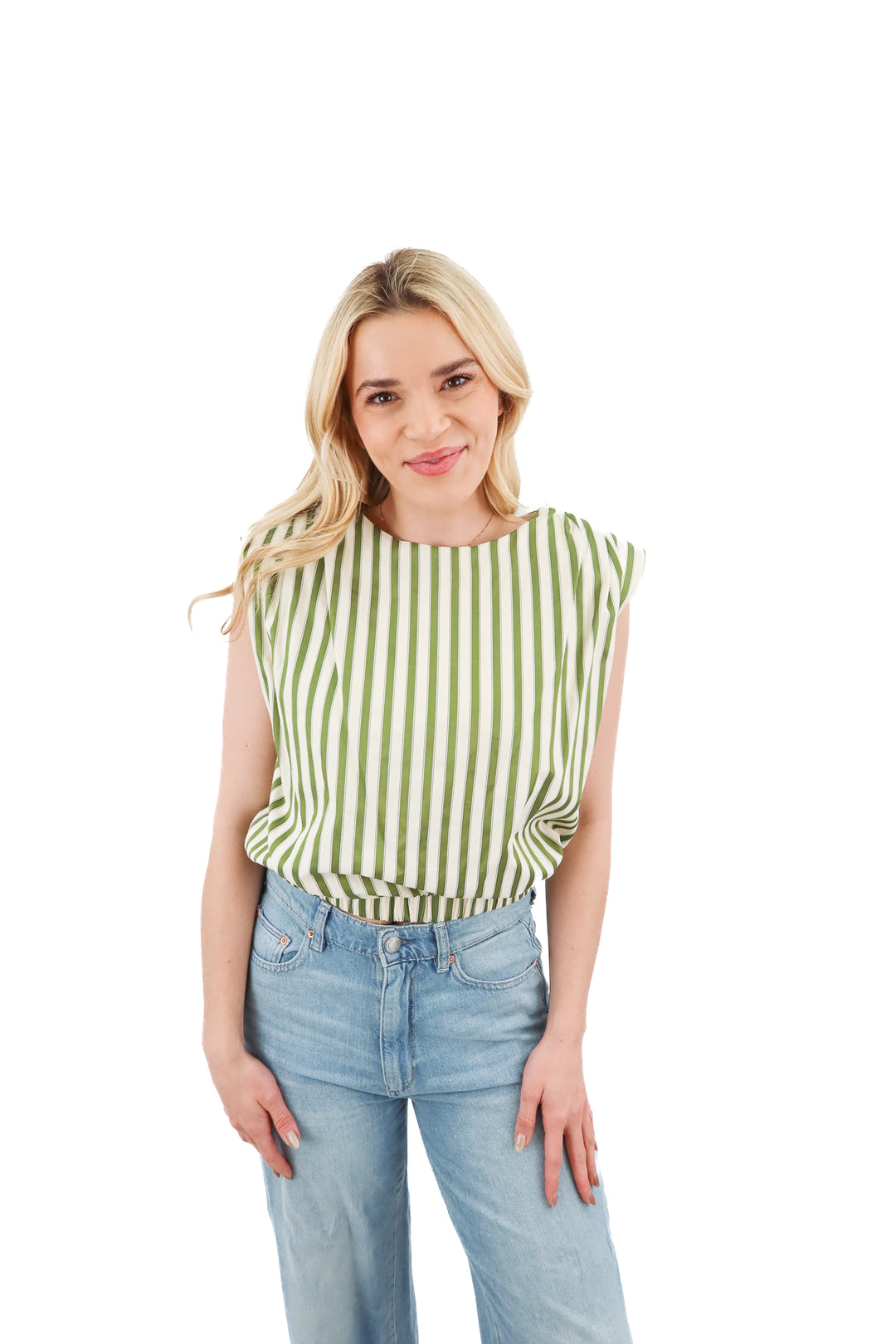 fab'rik green striped top (L)