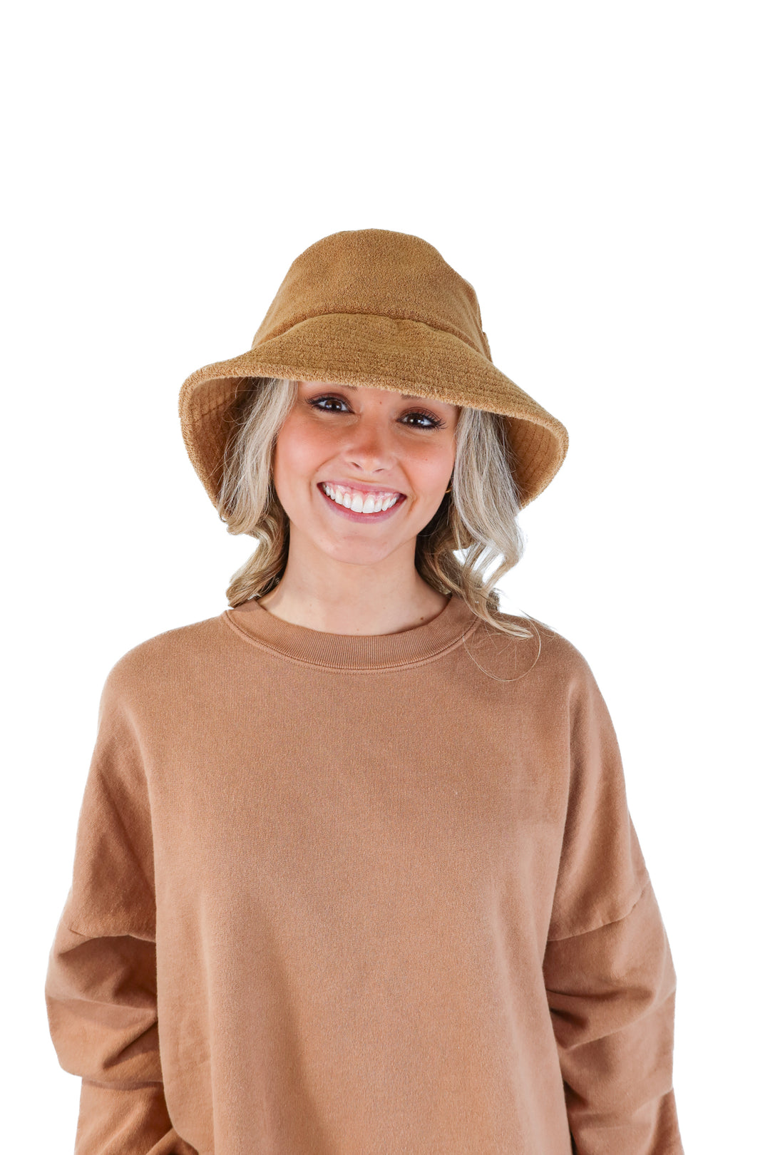 Lack of color brown bucket hat (M/L; retail $99)