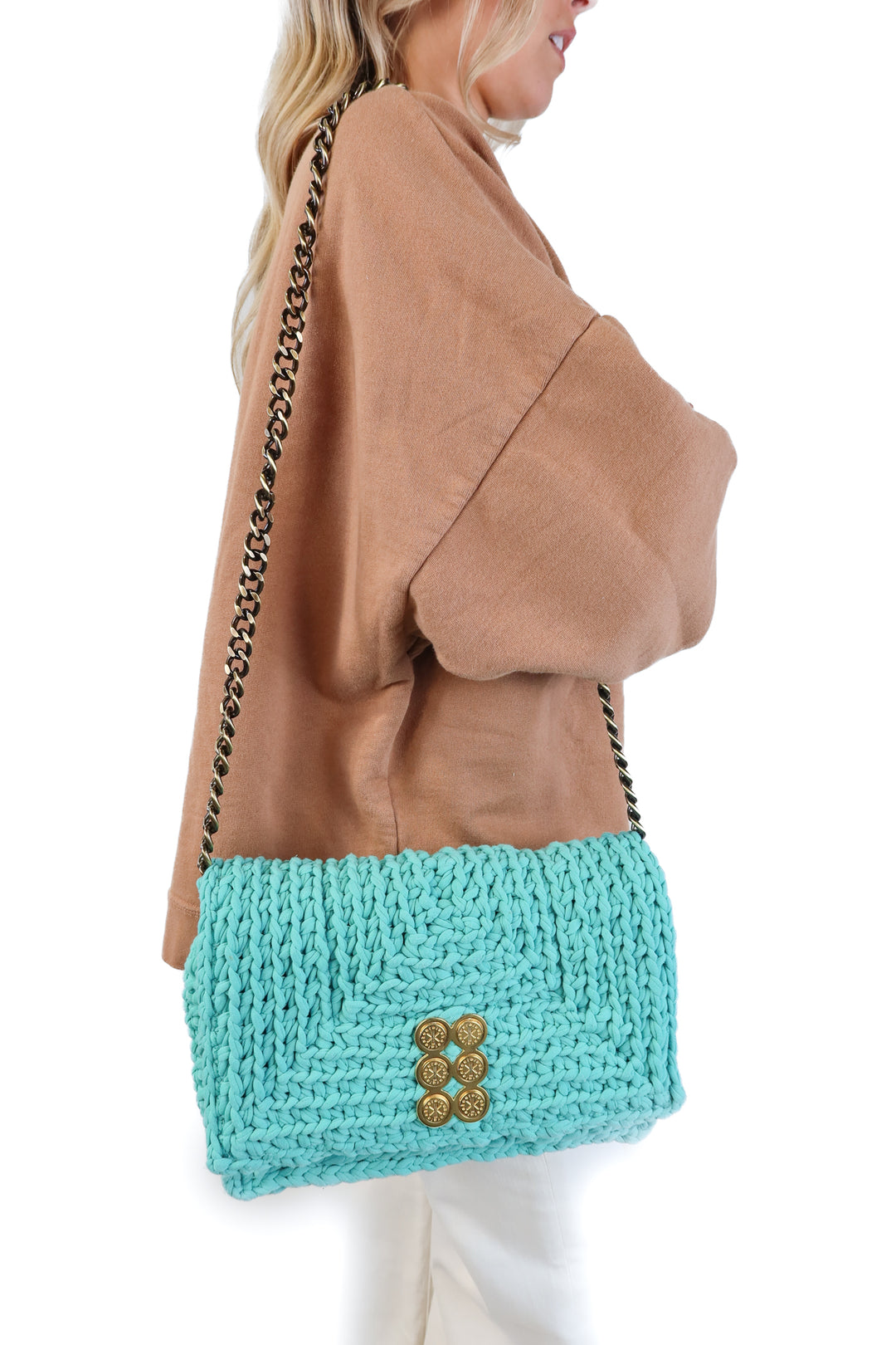 Kooreloo blue knitted bag NWT (retail $425)