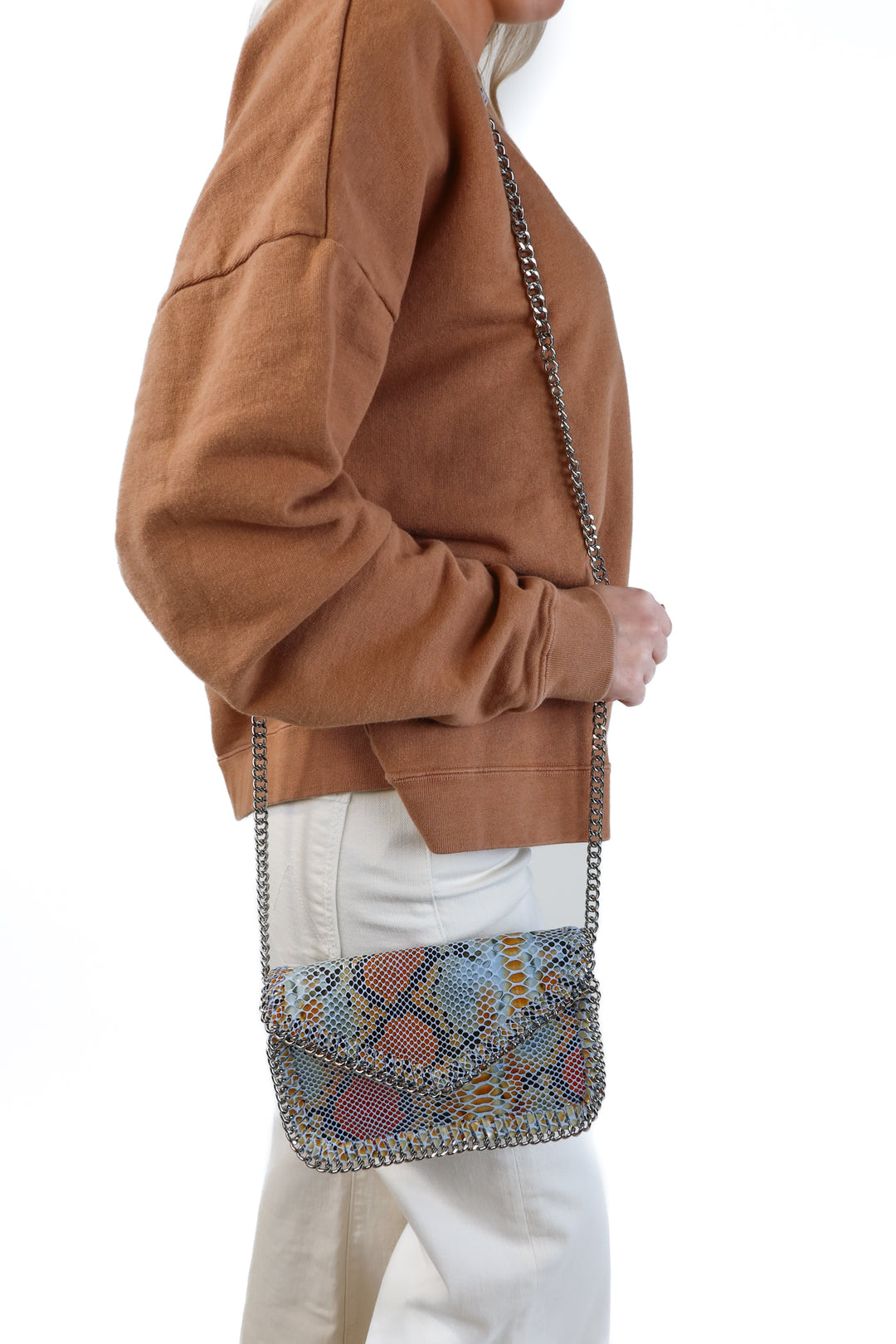 Sandra Roberts blue snakeskin bag