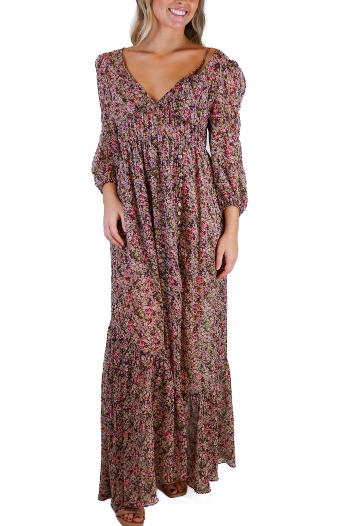For Love & Lemons purple/green floral dress (S; retail $298)