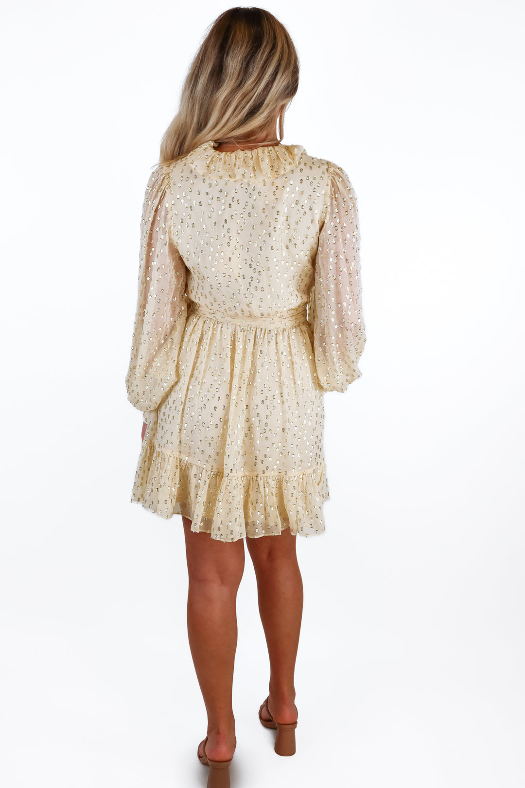 Zimmermann gold polka dot wrap mini dress (1; retail $750)