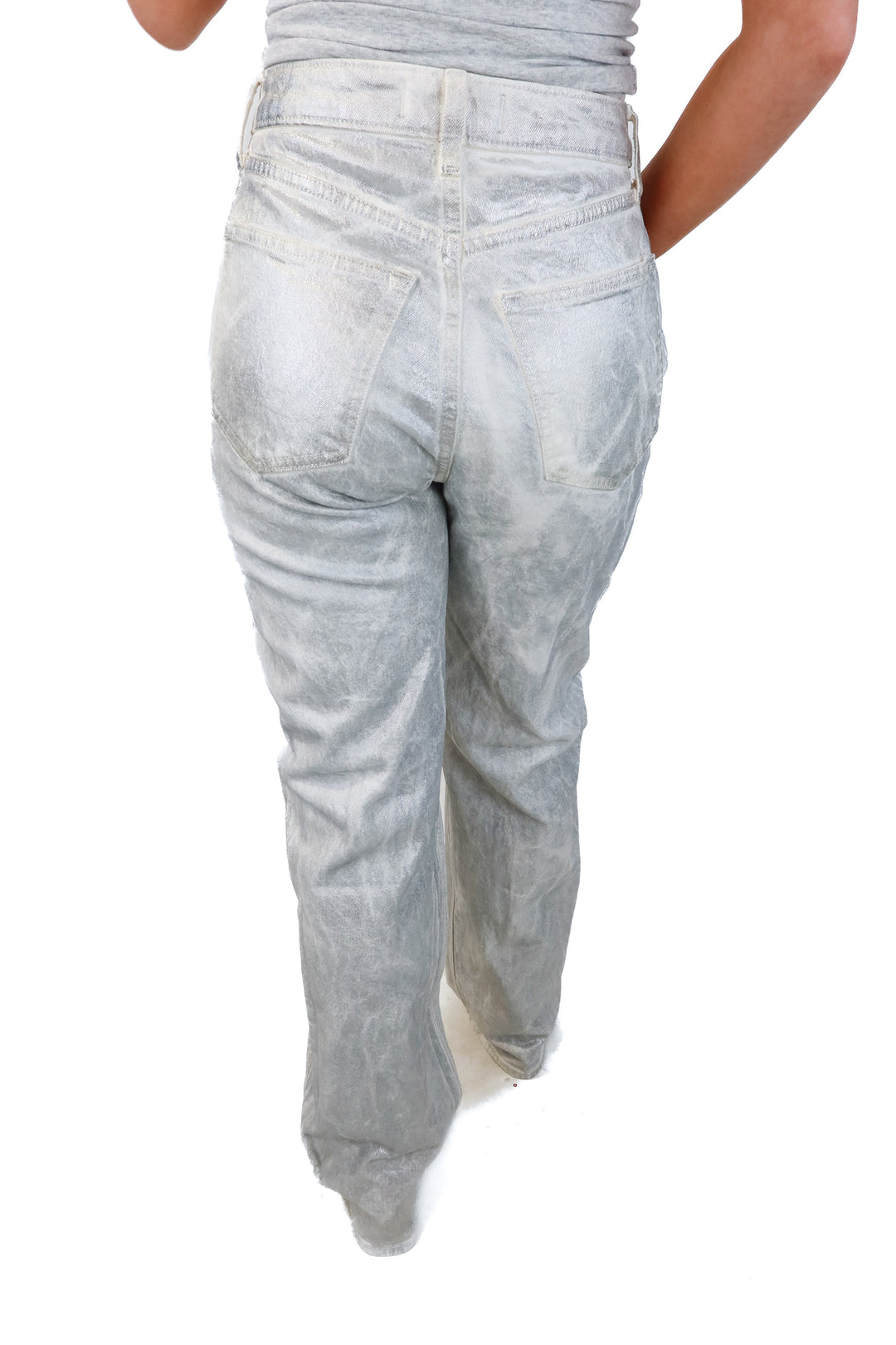 abercrombie & fitch silver glitter pants (0 long; retail $60)
