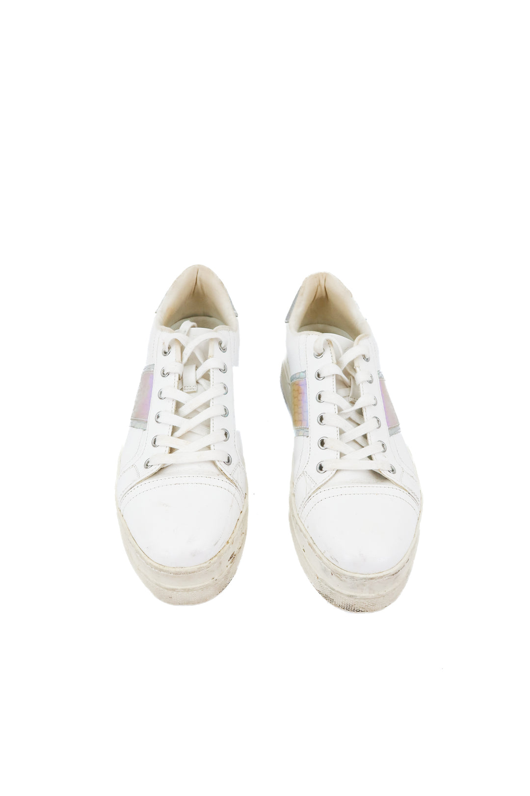 aldo white platform shoes w/ iridescent stripe (8.5; retail $99)