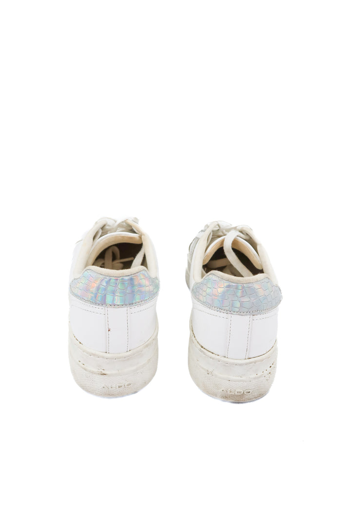 aldo white platform shoes w/ iridescent stripe (8.5; retail $99)