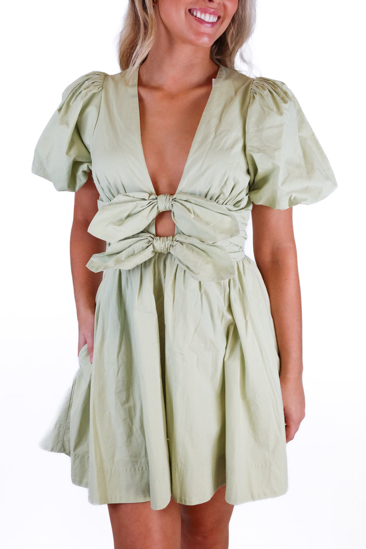 Lovann light green tie front mini dress NWT (8; $450)