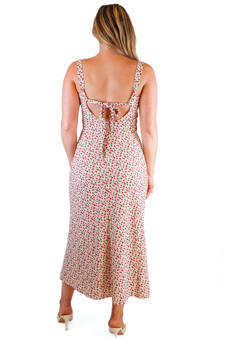 Abercrombie & Fitch cream w/ red roses midi dress NWT (S; $90)