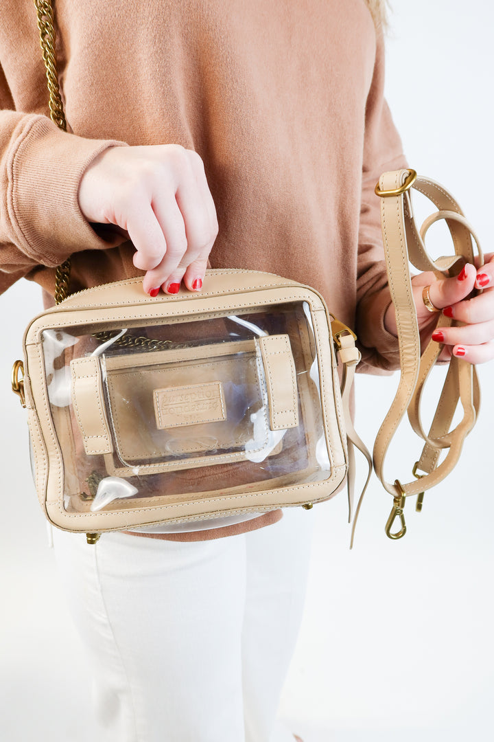 Purseption tan clear bag (retail $172)