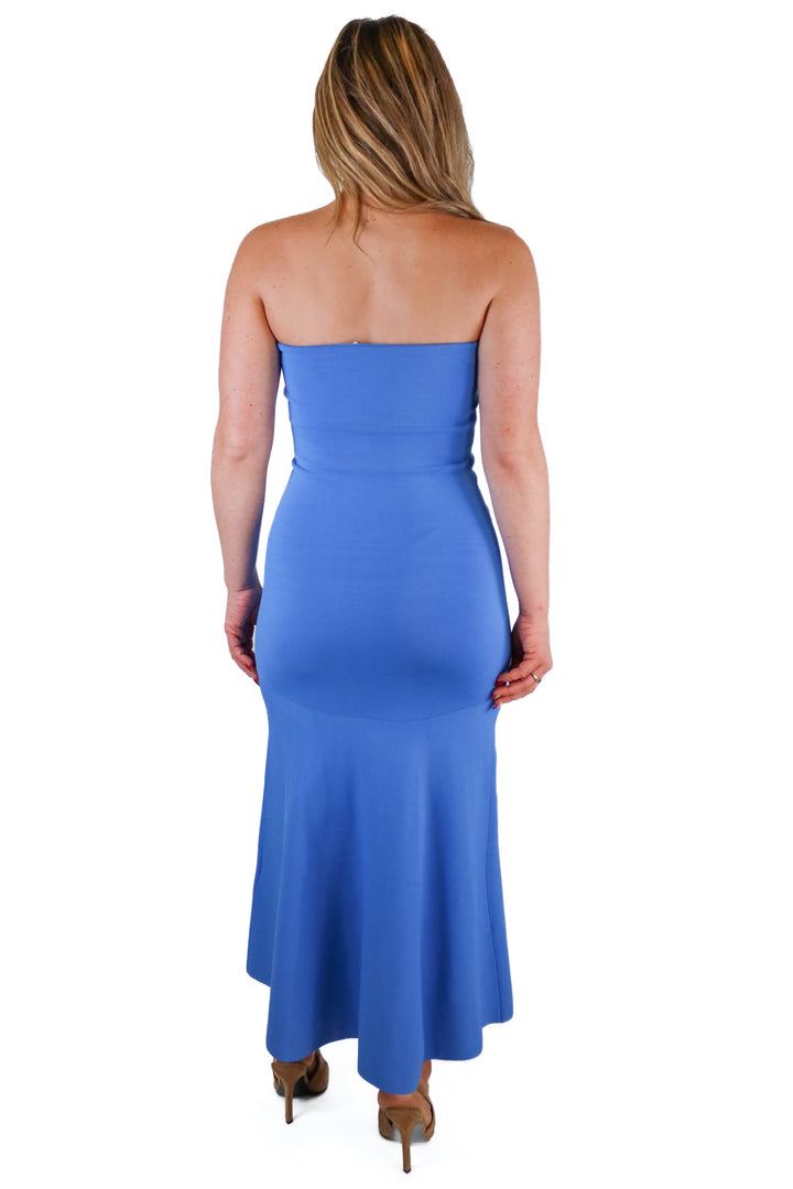 ALC Blue Strapless Knit Midi Dress (S; retail $450)