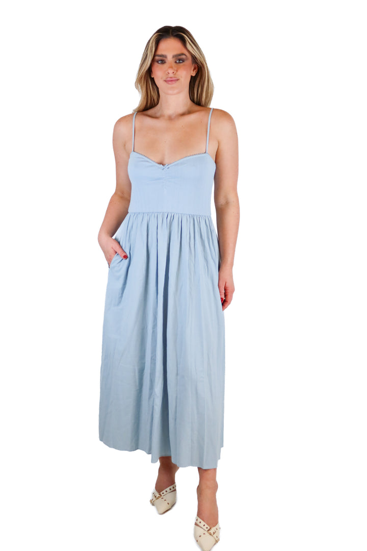 Christy Dawn light blue midi dress (S; retail $368)