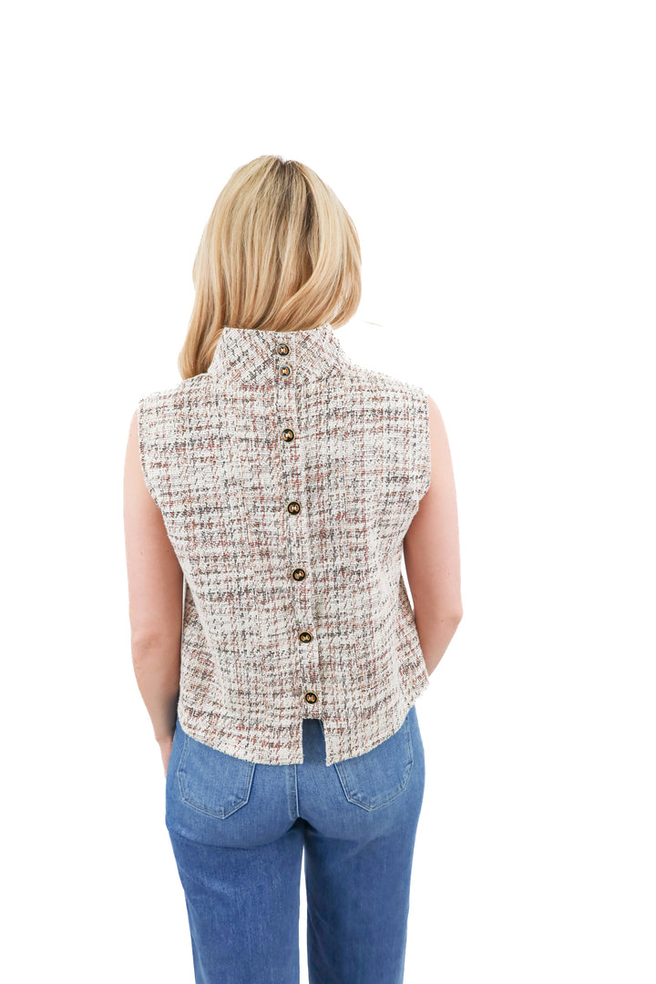 buru neutral tweed top (s; retail $138)