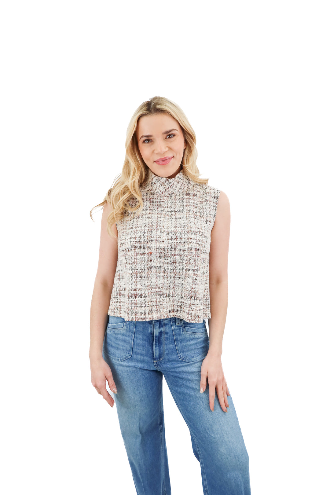 buru neutral tweed top (s; retail $138)
