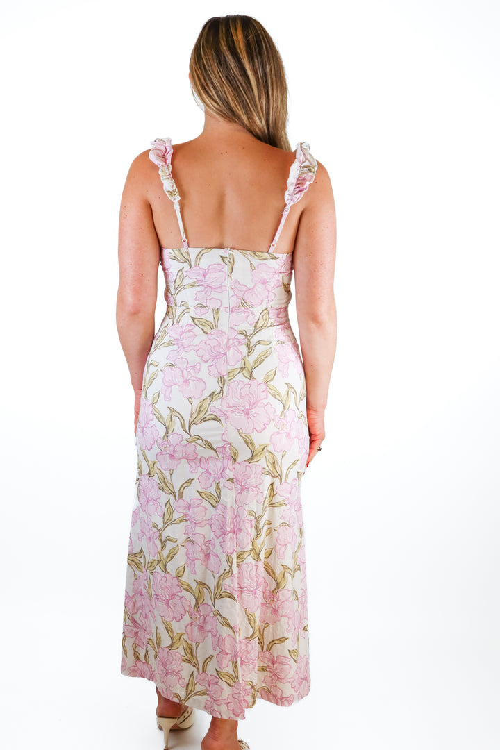 Amalie pink/green floral midi dress (4; retail $119)