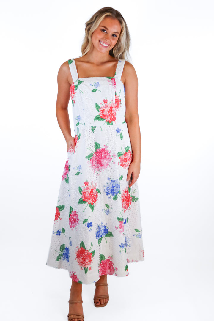 draper james white floral crotchet maxi dress NWT (4; retail $168)