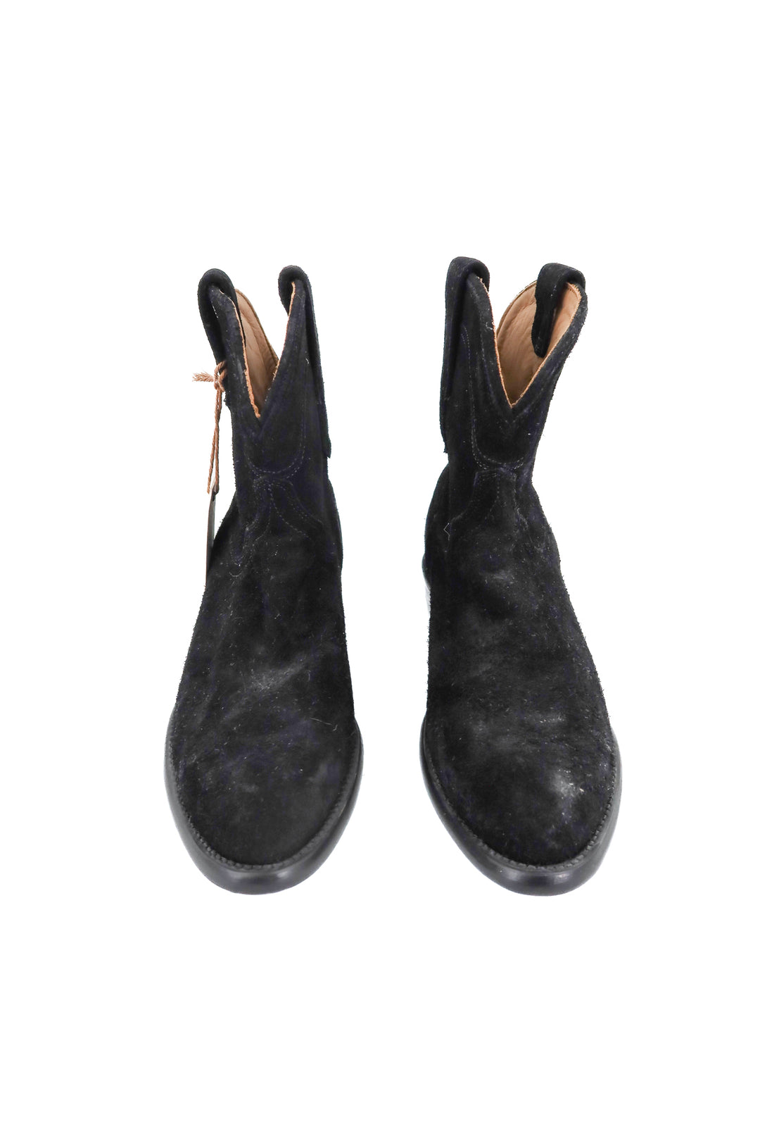 tecovas black suede booties (7; retail $325)