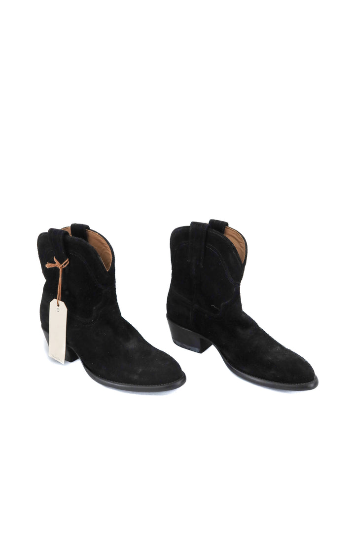tecovas black suede booties (7; retail $325)
