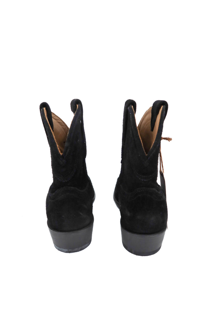 tecovas black suede booties (7; retail $325)