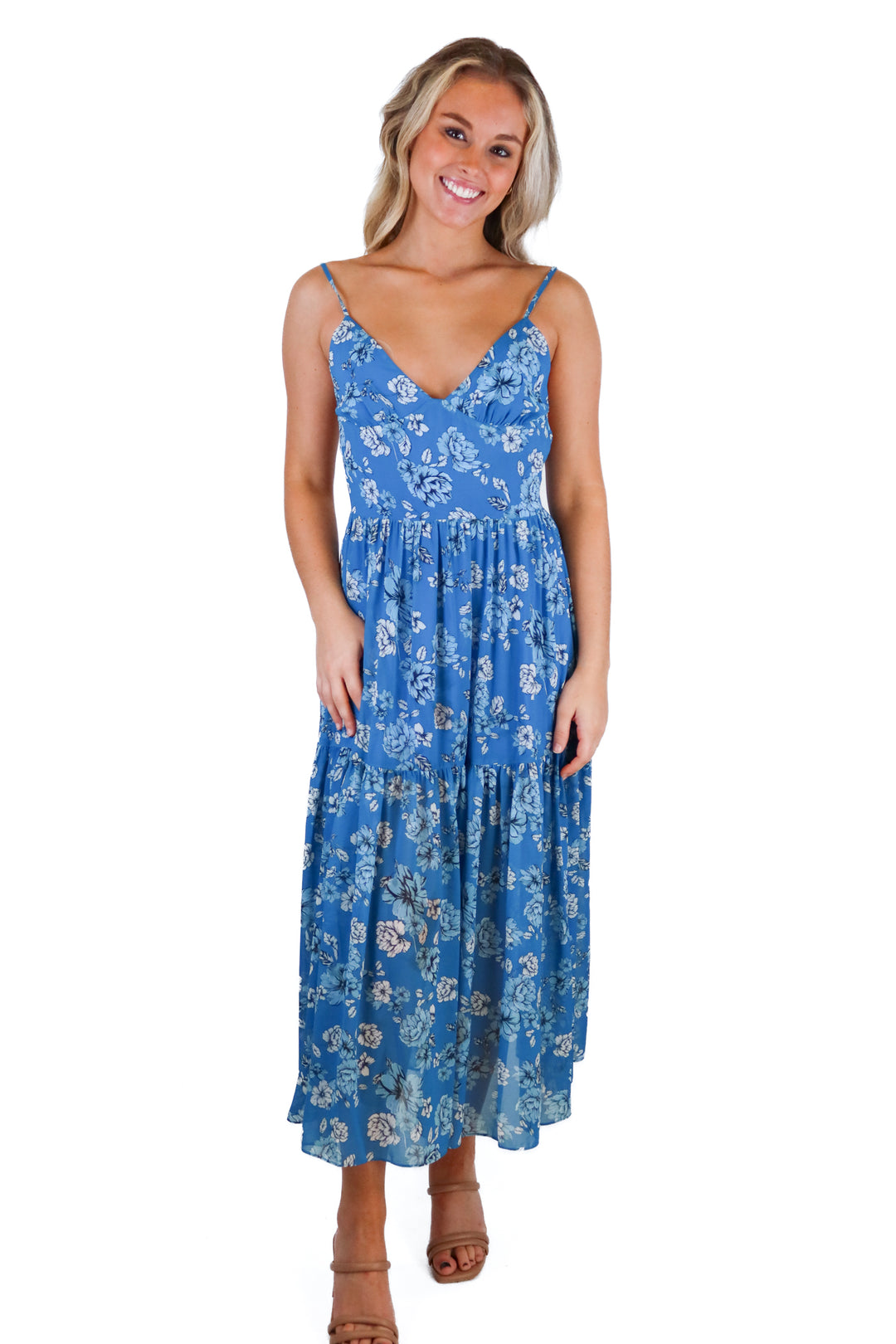Blue Life blue floral midi dress (S; retail $158)