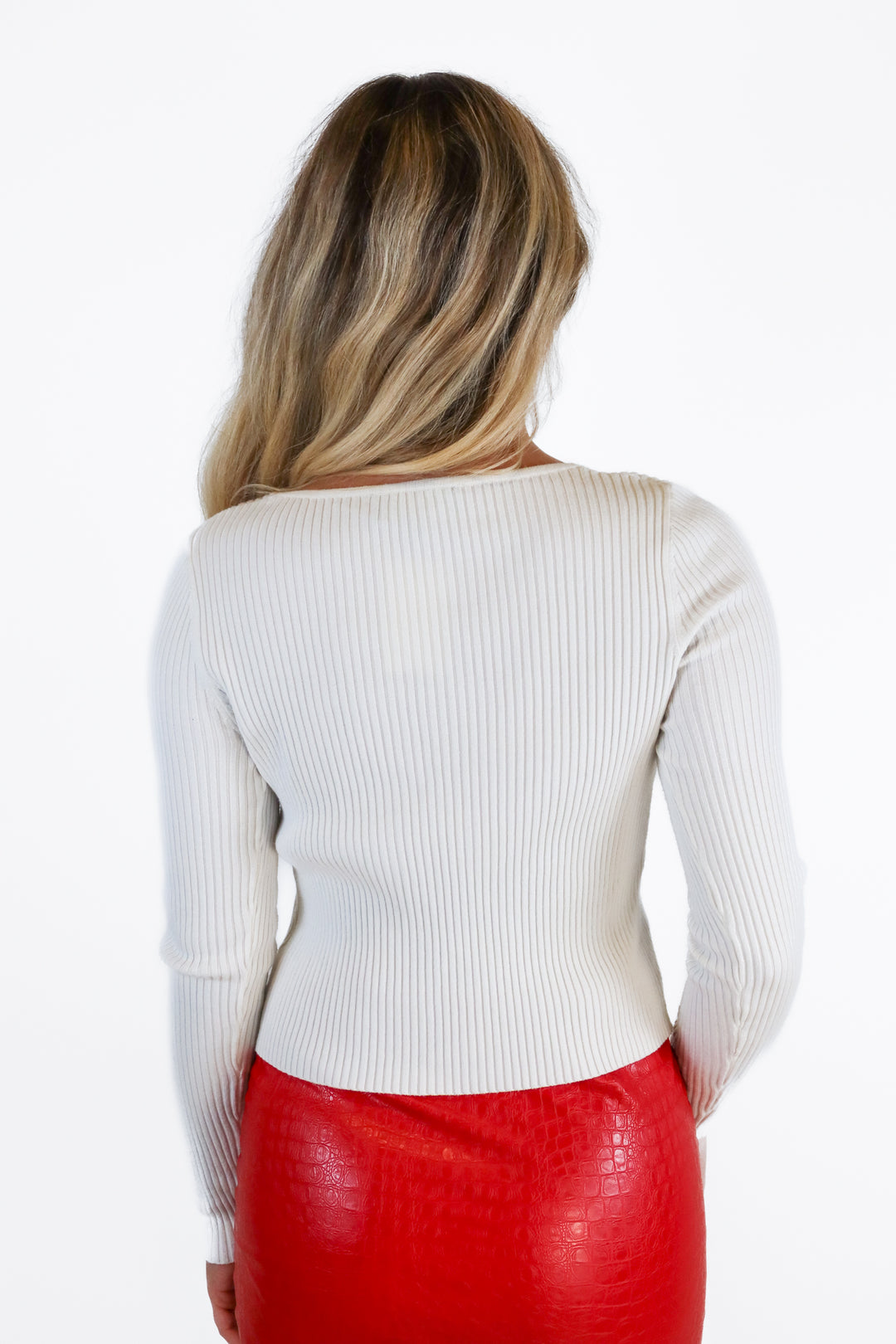Cotton Candy LA off white ribbed tie front top (S; retail 39.99)