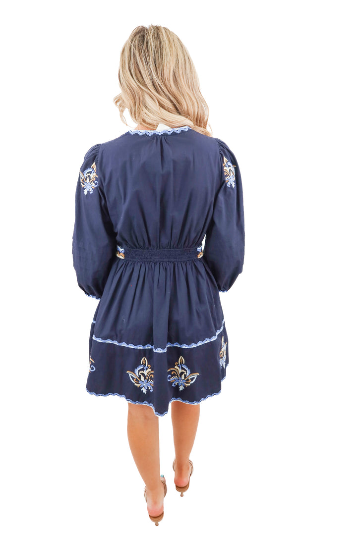 shoshanna blue stitched dress NWT (2; retail $385)
