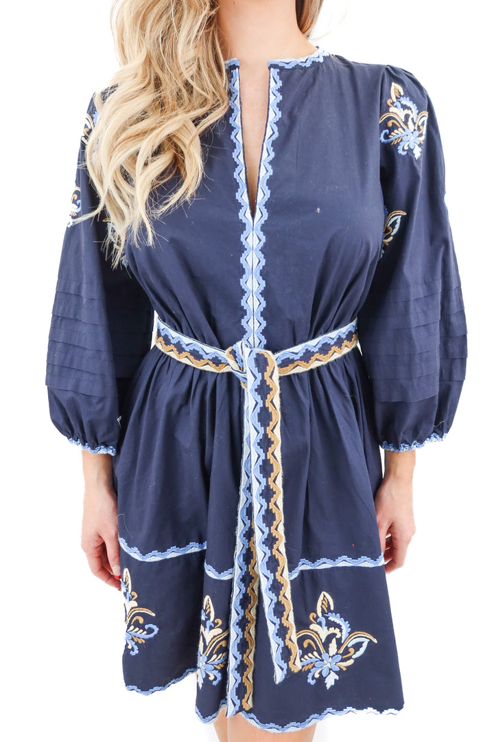 shoshanna blue stitched dress NWT (2; retail $385)