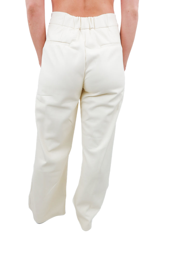 elan cream vegan leather pants NWT (m; retail $132)